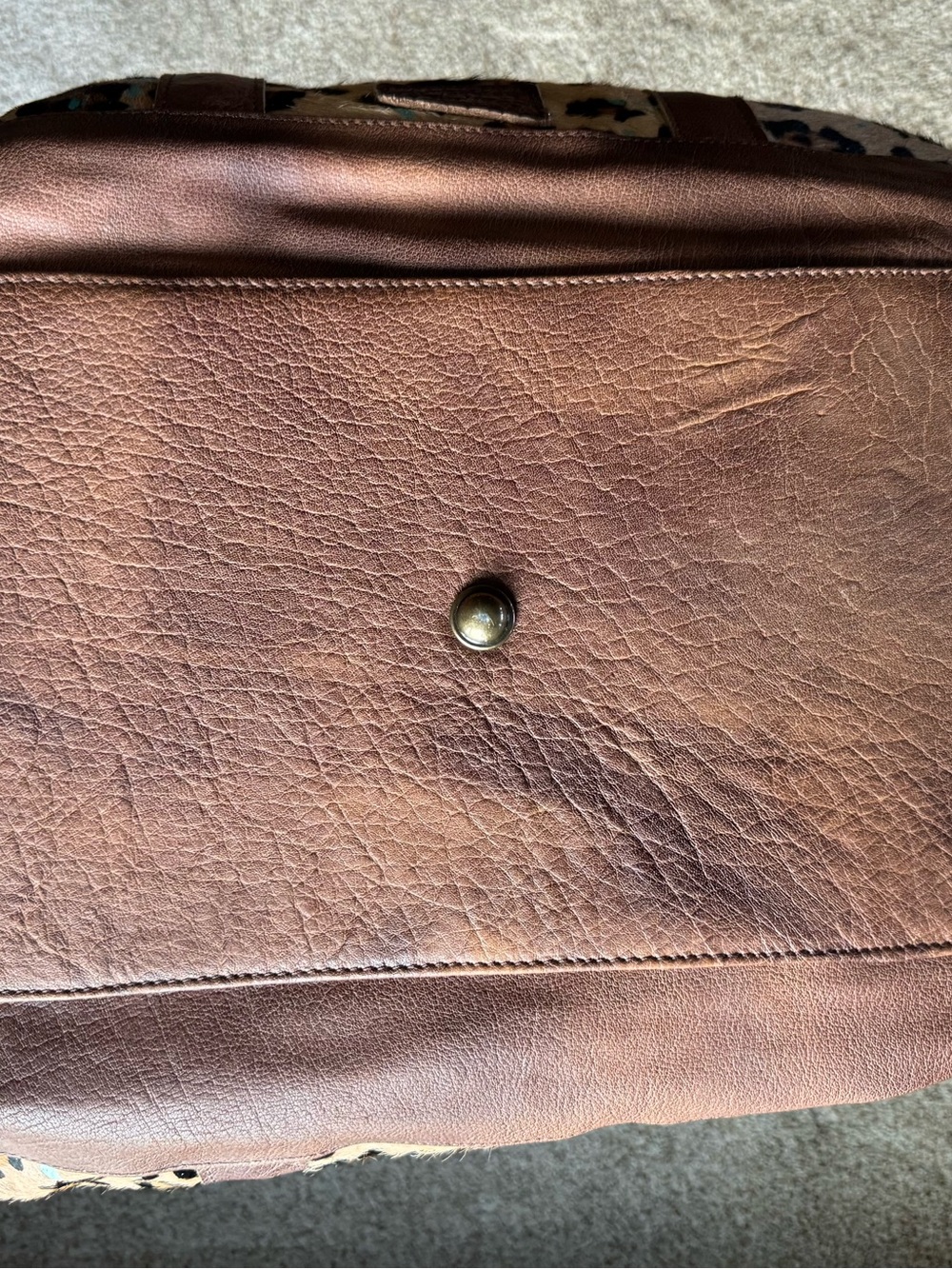 American Darling Leopard Print Travel Duffel with Brown Trim - Picture 4 of 7